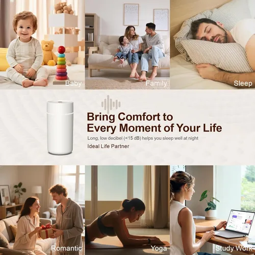 Vista 7 de Humidificador de proyección de estrella para automóvil con tanque de 12.2 fl oz, difusor portátil de niebla fría alimentado por USB, humidificador