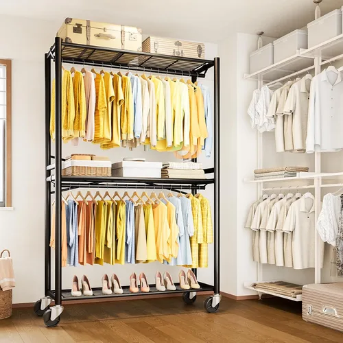 Vista 8 de HYSEYY Rolling Clothes Rack Heavy Duty Clothing Rack for Hanging Clothes