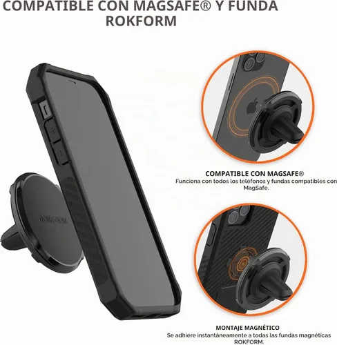 Vista 6 de Rokform Soporte de teléfono con doble imán para ventilación, clip de agarre súper (negro)