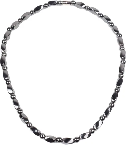 Vista 9 de Collar de hematita unisex negro - Collar de hematita magnética natural que alivia la fatiga alrededor del cuello, hombro - 21.6 pulgadas (21.7 in)