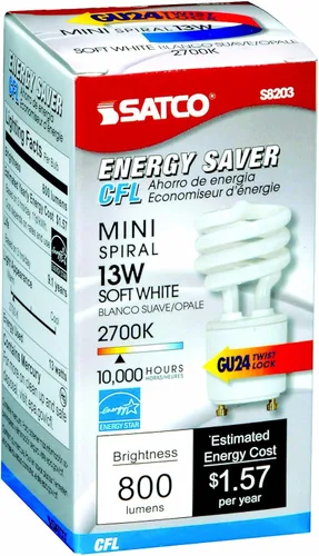 Vista 2 de Satco GU24 de CFL, S8203, 13watts, 120 volts