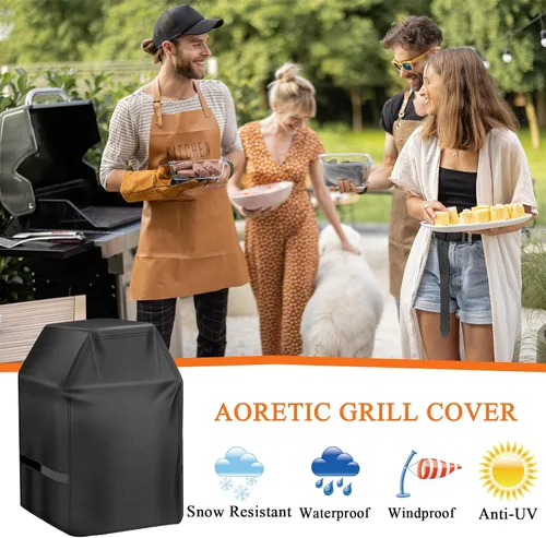 Vista 6 de Aoretic Funda para parrilla de 32 pulgadas, cubierta de parrilla de gas para parrilla al aire libre, cubierta de parrilla impermeable, anti-UV