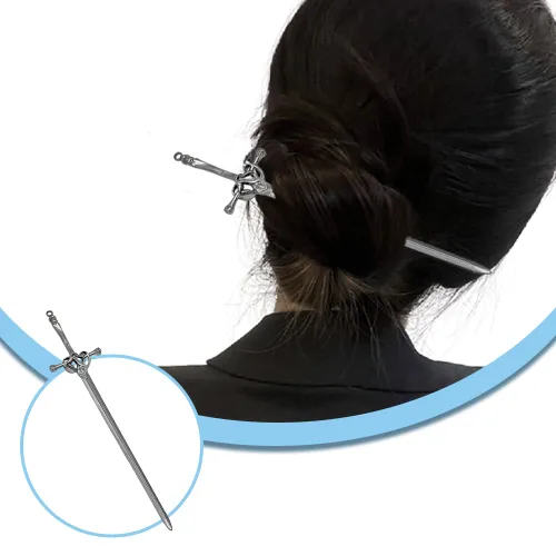 Vista 5 de 2 palillos para el cabello vintage para niñas, estilo chino, horquillas para cabello largo, accesorios para el cabello (negro)