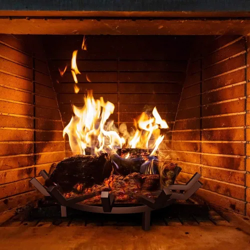 Vista 6 de AMAGABELI GARDEN & HOME Rejilla para Fogata Redonda de 27 Pulgadas, Rejilla de Troncos para Chimenea, Soporte de Acero Sólido para Quemar Leña
