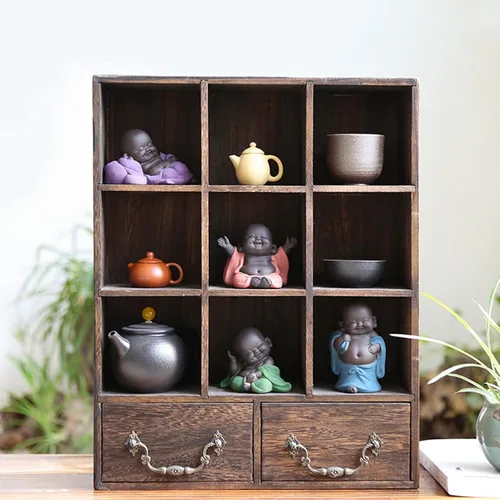 Vista 6 de Qikuver Buda Maitreya Laughing, estatua de Buda de cerámica, adorno de escultura de té, juego de té para decoración de hogar, oficina, automóvil