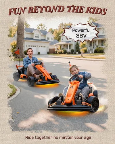 Vista 4 de Go Kart Eléctrico con Licencia McLaren para Niños, Batería de 36V 9AH, Kart de Deriva con Asiento Ajustable, Vehículo Montable Crazy Cart para Niños