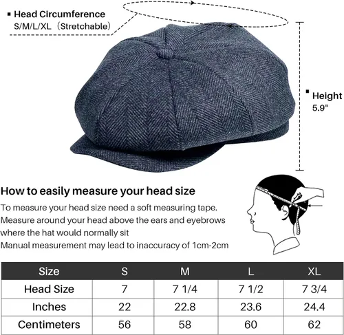 Vista 4 de POUDAY Newsboy Sombrero para hombres y niños, boston, escamoso, gorra irlandesa Newsies, gorra de cabbie para hombres, gorra plana de verano