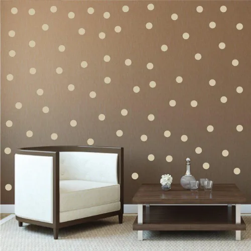Vista 3 de Adhesivos decorativos de vinilo para pared, diseño de círculos de lunares, fácil de despegar y pegar, adhesivos decorativos extraíbles para Beige