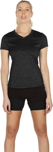 Vista 2 de Icyzone - Camisetas deportivas de cuello en V y manga corta para mujer, ropa de entrenamiento para yoga, correr, acondicionamiento físico y deportes
