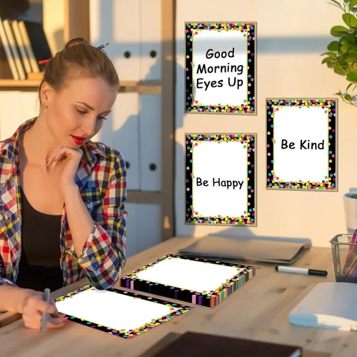 Vista 4 de 100 hojas de confeti de regreso a clases, papel de papelería negro de 8.5 x 11 pulgadas, papel para impresora de borde de computadora, papel
