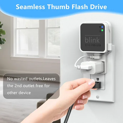 Vista 3 de Unidad flash USB Blink de 256 GB, con soporte de pared con toma de corriente para Blink Sync Module 2, almacenamiento USB Blink y soporte de cámara