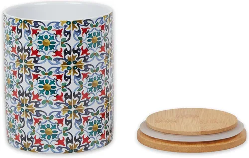 Vista 2 de DII - Juego de recipientes de cerámica para cocina, colección de azulejos florales, 3 piezas
