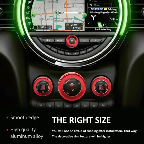 Vista 6 de Auovo Cubiertas de perilla de volumen para MINI Cooper - Compatible con anillos de interruptor de aire acondicionado 2014-2022