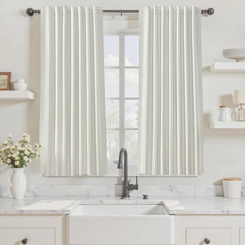 Vista 55 de Cortinas opacas de 54 pulgadas de largo para dormitorio, sala de estar, cortinas beige con aislamiento térmico, oscurecimiento de la habitación