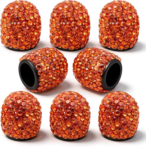 Vista 18 de 4 tapas de válvula de vástago de neumático de diamantes de cristal brillante, a prueba de polvo, tapas universales para válvulas de neumáticos