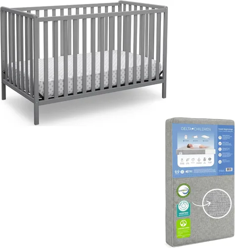 Vista 12 de Delta Children Heartland Cuna Convertible 4 en 1 - Certificado Greenguard Gold, Gris