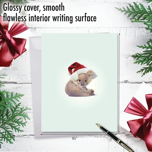Vista 5 de The Best Card Company - Tarjeta de Navidad de animales grandes para niños (8.5 x 11 pulgadas) - Adorable tarjeta de notas de vacaciones grupales