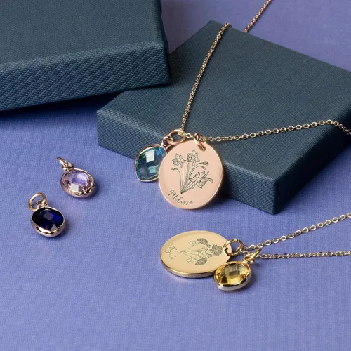 Vista 7 de Personalization Lab Regalos de cumpleaños para mujer, collar con nombre personalizado, collar de piedra natal para mujer