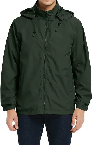 Vista 31 de Chaqueta impermeable cortavientos ligera para hombre con capucha extraíble