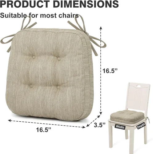 Vista 6 de Shinnwa Juego de 2 cojines para silla de comedor, cojines para silla de cocina de espuma viscoelástica de doble capa, almohadillas de asiento