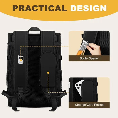 Vista 6 de MIYCOO Mochila enfriadora – 40 latas con aislamiento para hombres y mujeres, portátil con 2 compartimentos a prueba de fugas, bolsa enfriadora