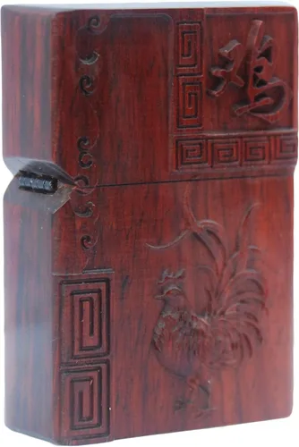 Vista 32 de Caja de carcasa de madera natural Huanghuali tallada en palisandro para módulo Zippo (oración budista)