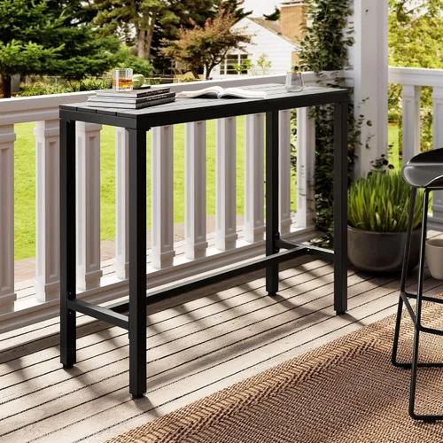 Vista 5 de Crestlive Products Mesa de bar al aire libre, mesa rectangular de 43 pulgadas de altura de mostrador de patio, mesa de pub alta con parte superior
