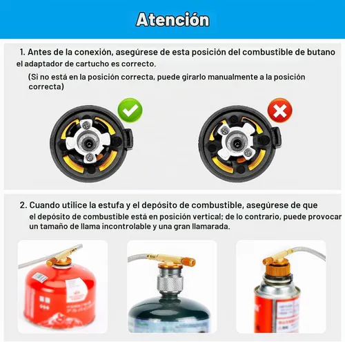 Vista 9 de WADEO Estufa de camping resistente al viento de 6800 W, estufa de mochilero con encendido piezoeléctrico y adaptadores de recipiente de combustible
