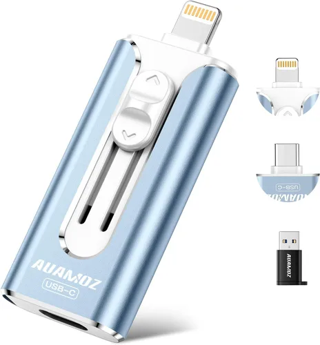 Vista 11 de Mini unidad flash de doble interfaz de 256 GB, memoria portátil compatible con iPhone 17/16/15/14/13/12/11, iPad Android PC, fácil de guardar fotos
