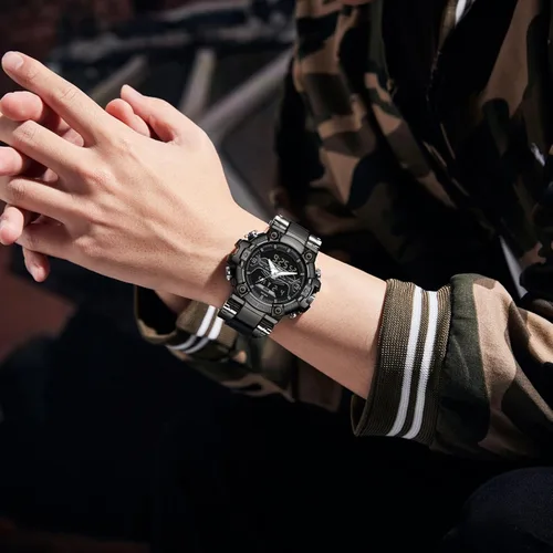 Vista 3 de findtime Relojes de diseñador genial para hombre, color azul, gran cara, relojes para hombres, electrónico único, deportivo, militar, audaz