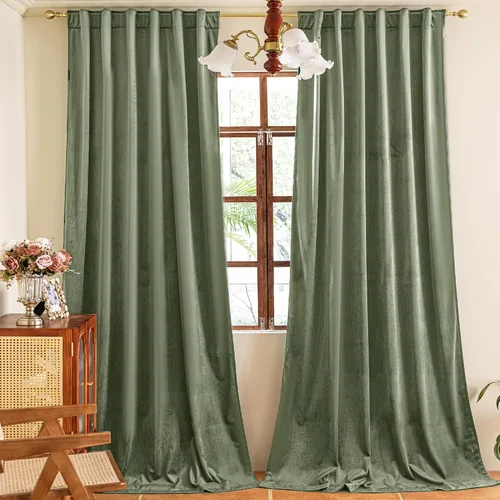 Vista 13 de YOFUN Cortinas de terciopelo negro de 84 pulgadas de largo, con pestaña trasera, paneles de protección de privacidad