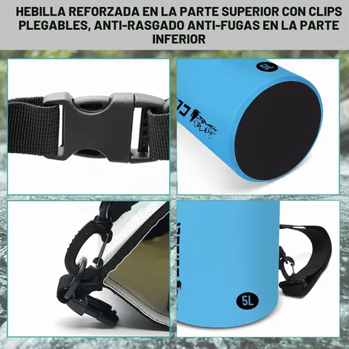 Vista 3 de Bolso impermeable y flotante de Cliduli, mochila impermeable enrollable azul pequeña de 2L/5L/10L/20L/30L/40L, bolsas flotantes ligeras para kayak