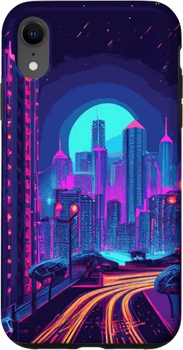Vista 8 de Funda estética para iPhone 15 Vaporwave Anime City 80s 90s Futurism