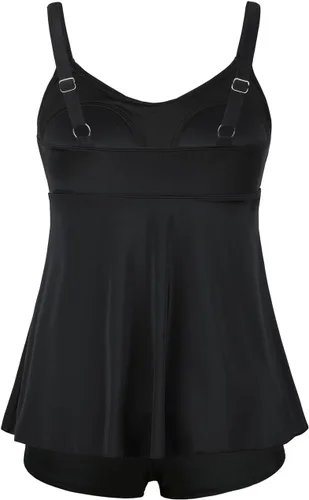 Vista 2 de Septangle Traje de baño tipo tankini para mujer, dos piezas, ajuste holgado, atlético, espalda cruzada