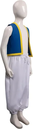 Vista 4 de Newcos Disfraz de sapo de Kinopio para niños, disfraz de cosplay de chaleco azul, pantalones de película de Super Brothers para Halloween para niños
