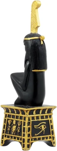 Vista 4 de ebros egipcio diosa Maat en cuclillas sobre pedestal de regalo con plumas de avestruz Estatua 6" H Deidad de la Verdad & Figura decorativa