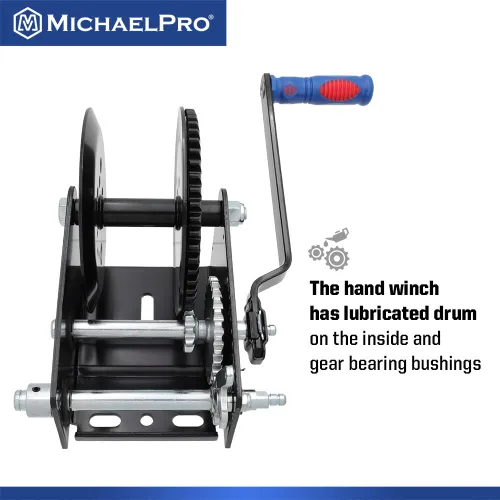 Vista 8 de MichaelPro MP009093 2500lbs Heavy Duty Hand Winch para Automotriz, Barco, Remolque