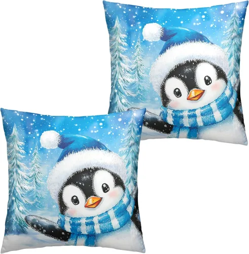 Vista 18 de Juego de 2 fundas de almohada patrióticas para exteriores, diseño de estrellas azules del 4 de julio, 16 x 16 pulgadas, fundas de almohada