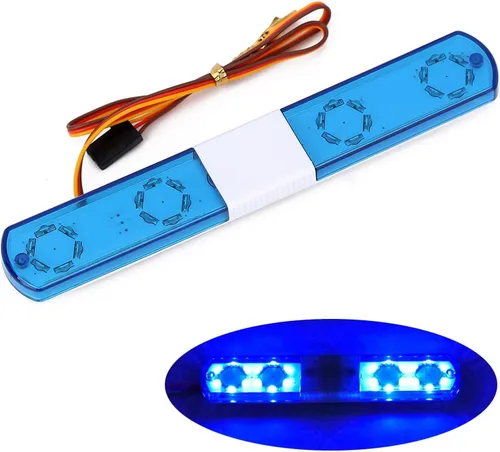 Vista 28 de 2 luces LED ultra brillantes de policía, lámpara estroboscópica de flash giratorio, 5 modos para 1/8 1/10 1/14 RC coche extinción de incendios