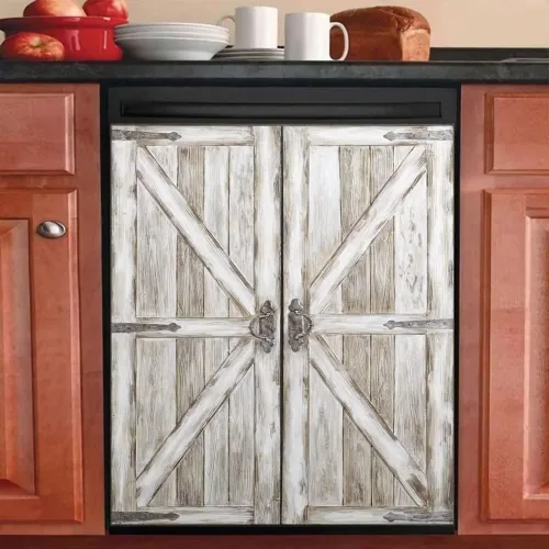 Vista 11 de Cubierta magnética de madera con efecto de puerta para lavavajillas, panel creativo para electrodomésticos de cocina, decoración de refrigerador