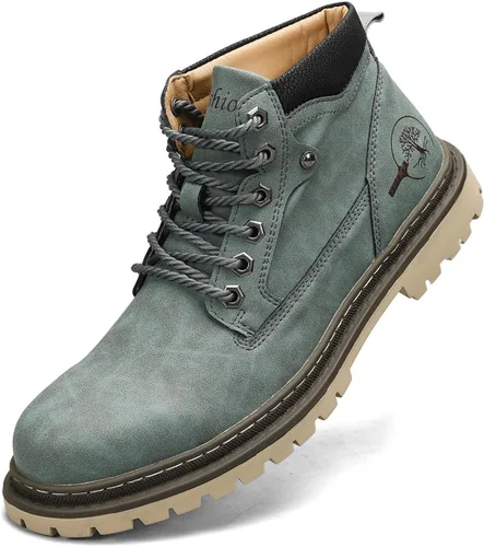 Vista 14 de Shaire Botas Chukka de cuero para hombre Botines con cordones para hombre Botas cómodas casuales
