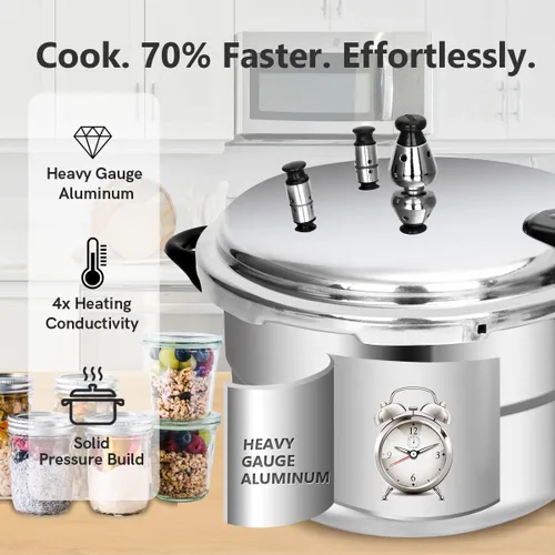 Vista 2 de Fulgutonit Olla a presión de 5.3 cuartos de galón, olla de presión compatible con inducción de 10 psi, con control de presión múltiple y protección