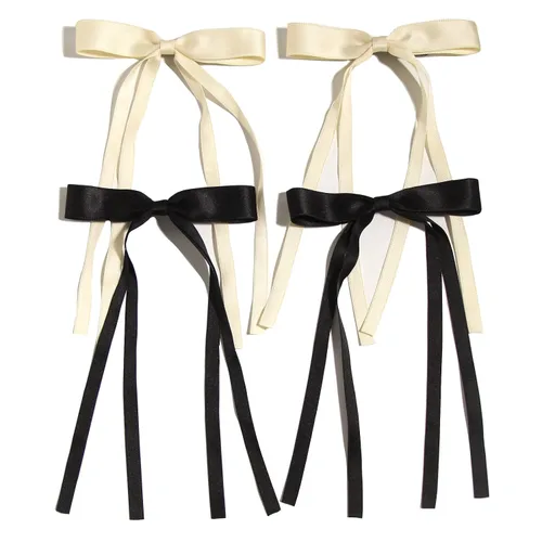 Vista 23 de Pasadores de lazo grande y horquillas de satén con cola larga de cinta, accesorios para el cabello casuales y de fiesta para mujeres y niñas