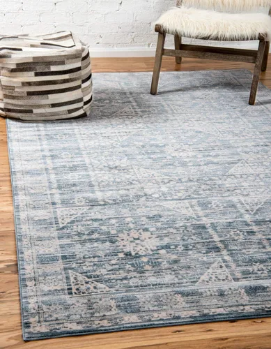 Vista 13 de Unique Loom Paris Collection - Alfombra de abedul (2 pies 7 pulgadas x 6 pies, color azul/beige)