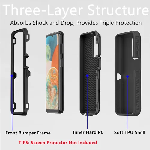 Vista 2 de Funda protectora resistente a prueba de polvo a prueba de golpes, 3 en 1 sin protector de pantalla (no para versión UW) - Negro