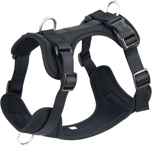Vista 7 de Wisedog Arnés para perro de tamaño mediano, chaleco para mascotas con clip frontal, arnés ajustable para cachorro con 3 hebillas de liberación