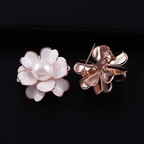 Vista 2 de Broche de esmalte de perlas de flores para mujer para joyería de mujer