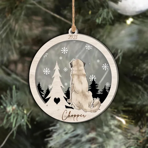 Vista 231 de Nazenti Adorno de Navidad conmemorativo personalizado, regalo personalizado de recuerdo de perro, condolencias por pérdida de mascotas, sabueso