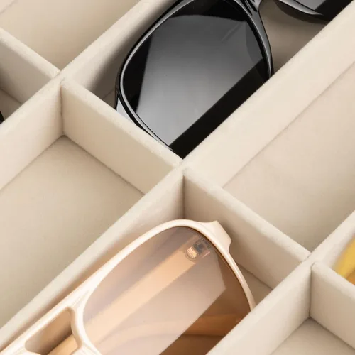 Vista 5 de Frebeauty 8-Slot Sunglass Organizer,Velvet Sunglass Holder for Drawer Beige