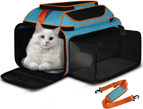 Vista 11 de Petskd Top - Transportador de mascotas expandible de 19 x 13 x 9 pulgadas, aprobado por Southwest Allegiant Airlines, transportador de lados suaves
